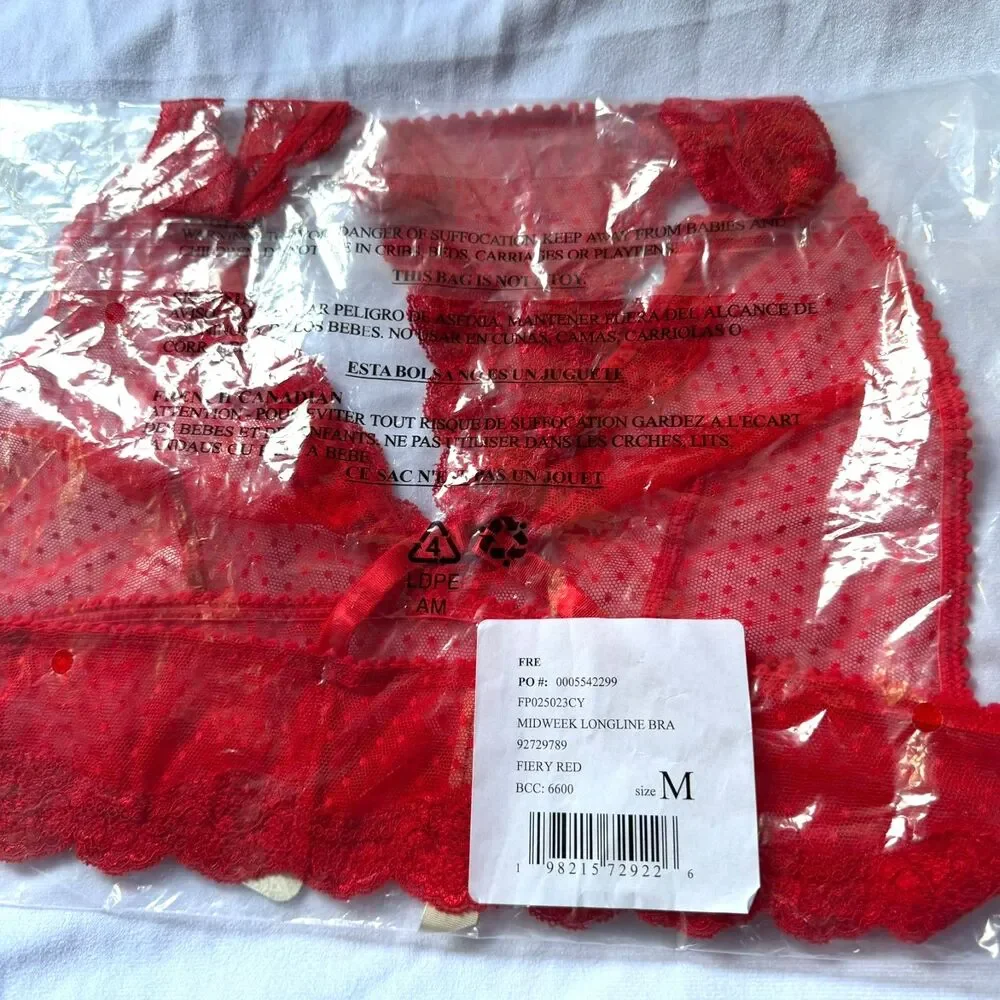 Intimately Free People NWT Midweek Longline Red Bra & Bottoms Set Size M